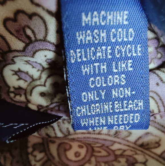 Karen Scott Ruffle Front Bell Sleeves Paisley Button Down Blouse, Sz L - Picture 9 of 9